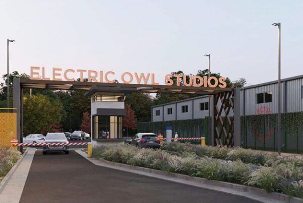 The MBS Group Electric Owl Studios Atlanta entrance gate